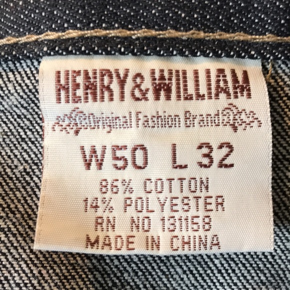 Henry & William Black Raw Straight Leg Denim Jeans Size 50 x 32 NWOT - Picture 8 of 9